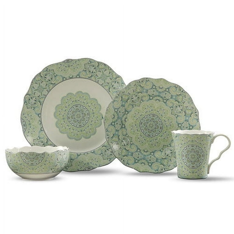 222 Fifth Lyria Dinnerware Set, 16 Piece Set, Teal - Walmart.com