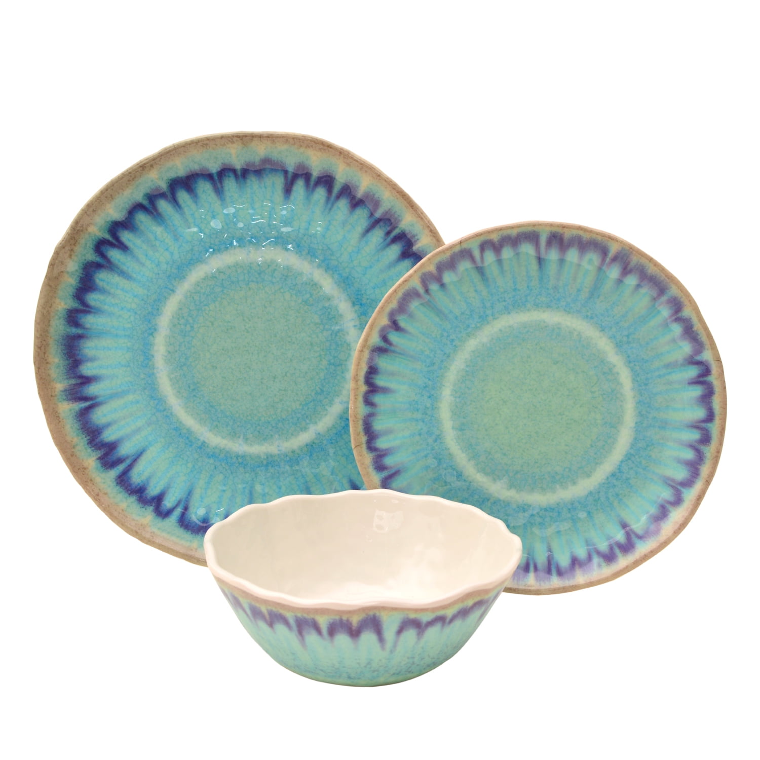 222 Fifth PTS America Sea Splash 12-Piece Melamine Dinnerware Set