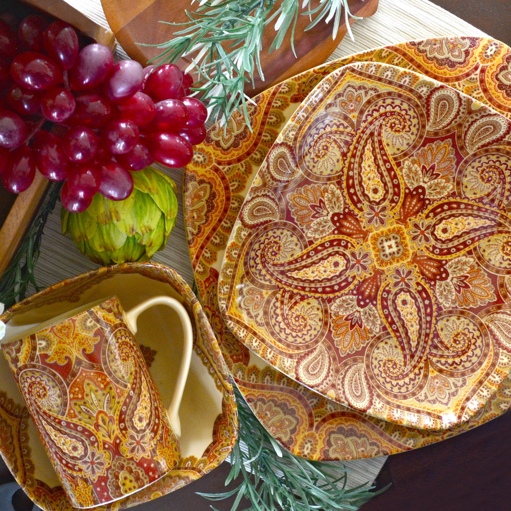 222 Fifth: Spice Road Terracotta 16-Piece Dinnerware Set - Walmart.com
