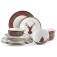 thumbnail image 1 of 222 Fifth Wexford Red 12-Piece Set Porcelain Dinnerware Set, Red & Green, 1 of 8