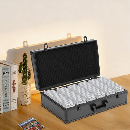 222 PSA Graded Card Storage Box 6 Slots Sports Card Holder Case with 2Keys Lock
