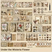 222 Pcs Scrapbook Supplies Kit-Vintage Garden-Themed Junk Journal Supplies DIY Craft Kit with A6 Notebook, Stickers & Washi Tapes, Ideal for Handmade Diaries, Creative Journaling & Gift Making