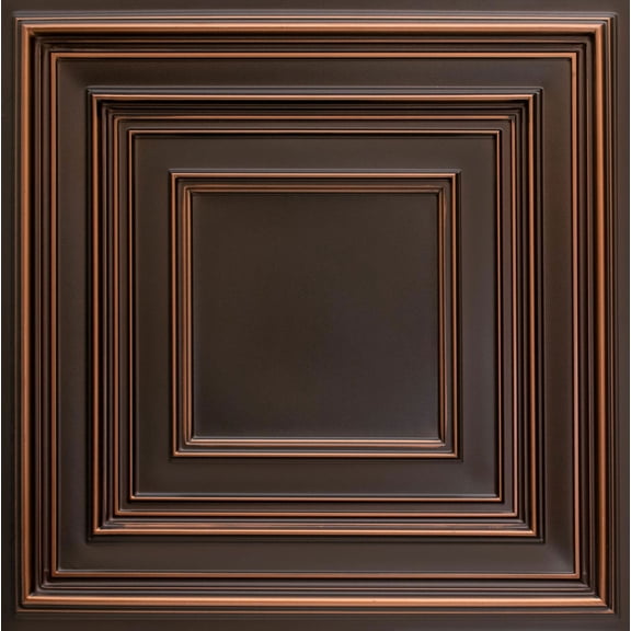 222-Schoolhouse 2 ft. x 2 ft. PVC Lay-in or Glue-up Ceiling Tile in Antique Copper (40 Sq. ft. / Pack) - 10 Pieces