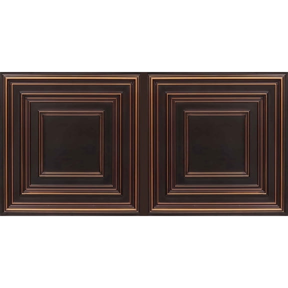222-Schoolhouse 2 ft. x 4 ft. PVC Lay-in or Glue-up Ceiling Tile in Antique Copper (200 Sq. ft. / Pack) - 25 Pieces