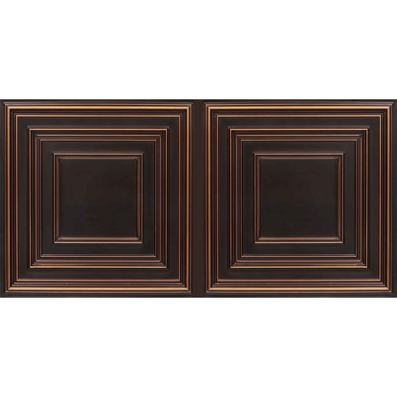 222-Schoolhouse 2 ft. x 4 ft. PVC Lay-in or Glue-up Ceiling Tile in Antique Copper (80 Sq. ft. / Pack) - 10 Pieces