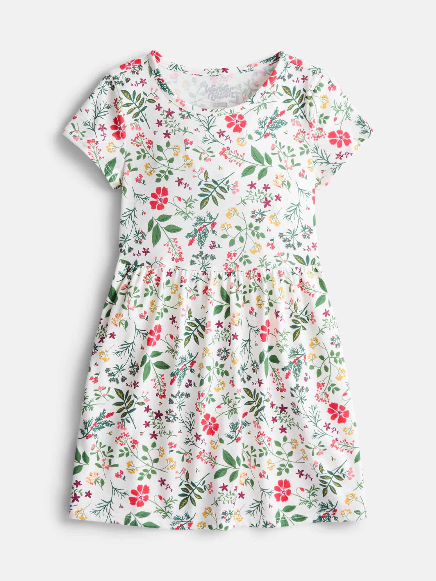 Wonder Nation Girls Play Dress with Short Sleeves, Sizes XS-XXL
