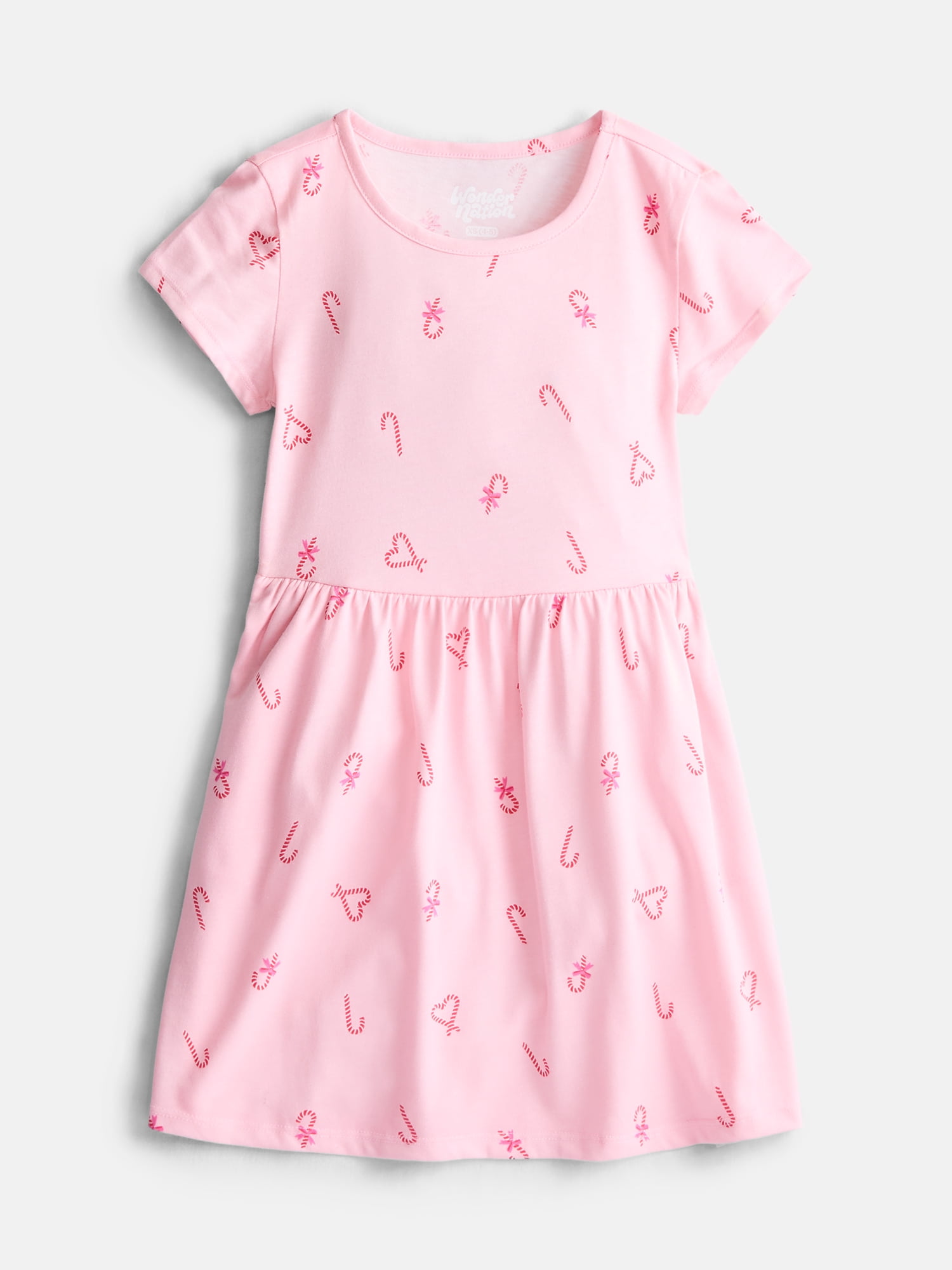 Wonder Nation Girls Play Dress with Short Sleeves, Sizes XS-XXL