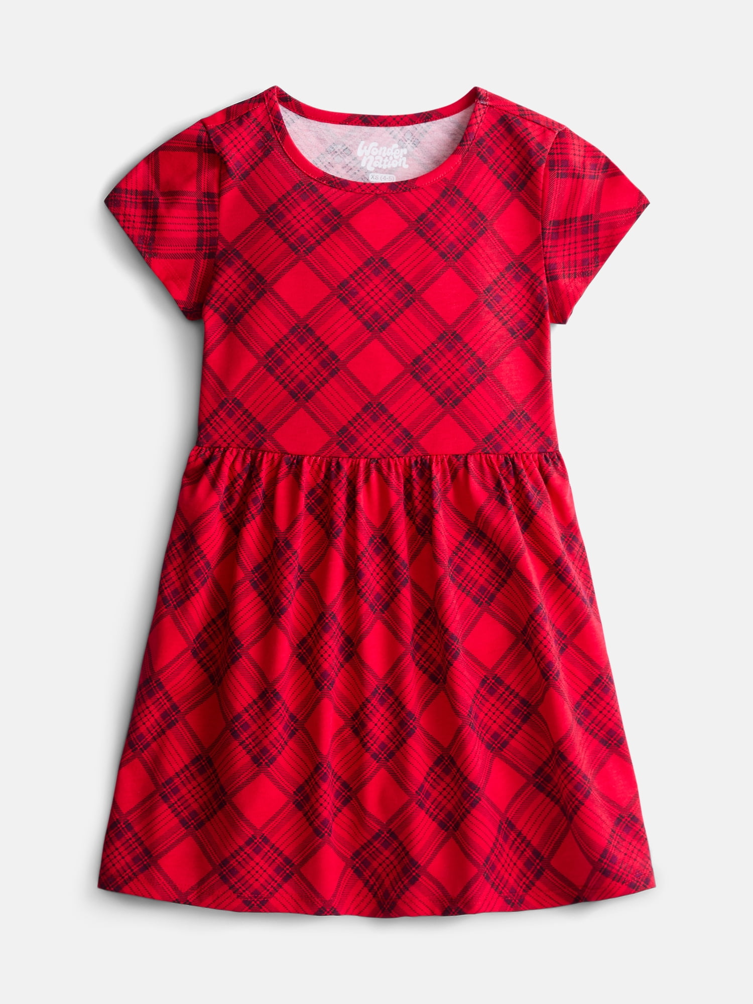 Wonder Nation Girls Play Dress with Short Sleeves, Sizes XS-XXL