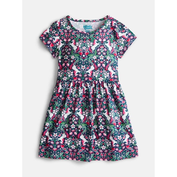 Wonder Nation Girls Play Dress with Short Sleeves, Sizes XS-XXL