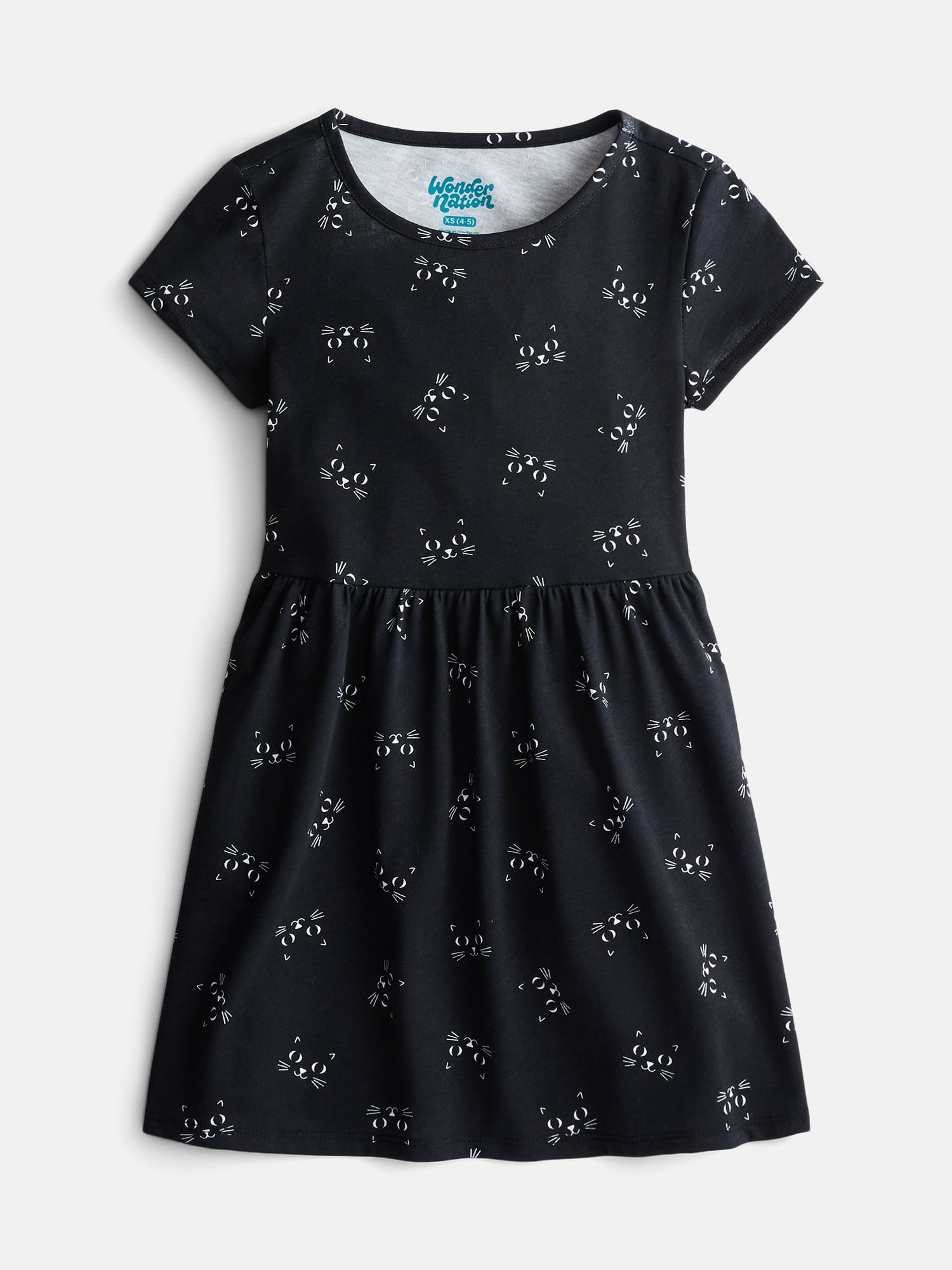 Wonder Nation Girls Play Dress with Short Sleeves, Sizes XS-XXL