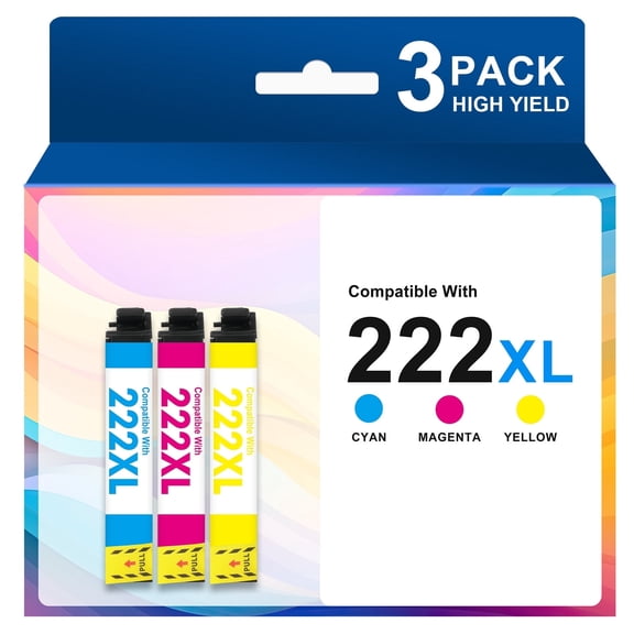 222 XL Ink Cartridges Compatible for Epson 222 Ink Cartridges for Epson 222 XP-5200 Printer Ink ( Cyan Magenta Yellow)
