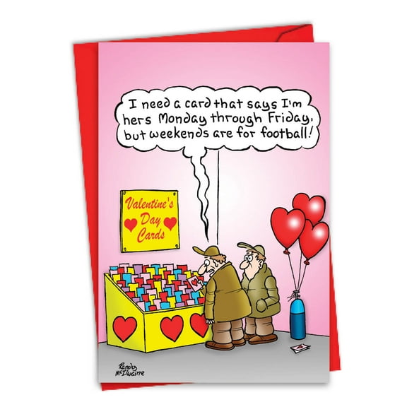 2221 Humor Valentine's Day Card 'Weekends Are For Football Joke Paper ' with Envelope by NobleWorks
