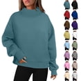 thumbnail image 1 of Husipze Mock Neck Sweatshirts for Women Oversized Pullover Lightweight Casual Solid Color Long Sleeve Fall Outfits Navy XXL, 1 of 9