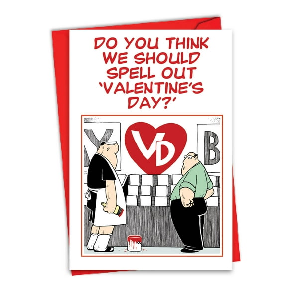2229 Funny Valentine's Day Card 'Spell Out Vd Paper ' with Envelope by NobleWorks
