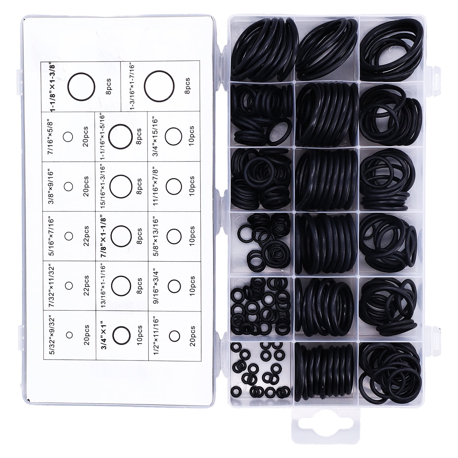 222Pcs O Ring Rubber Washer Gasket Assortment Accessory Set Kit for Pipeline Vehicle