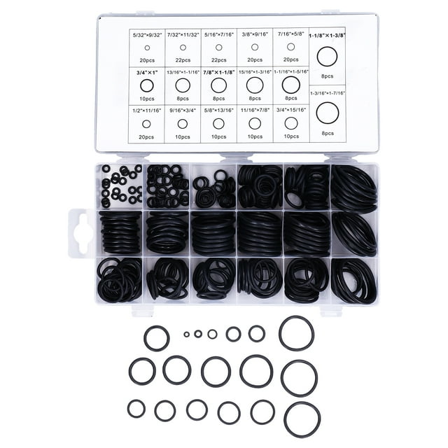 222Pcs O Ring Rubber Washer Gasket Assortment Accessory Set Kit for Pipeline Vehicle
