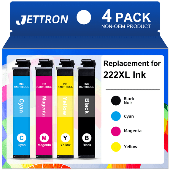 222XL Ink Cartridge for Epson 222 Ink Compatible for Epson Expression Home XP-5200, Workforce WF-2960 Printers (4 Pack,Black, Cyan, Magenta, Yellow)