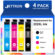خرطوشة حبر 222XL لطابعات Epson حبر 222 متوافق مع طابعات Epson Expression Home XP-5200 وWorkforce WF-2960، عبوة من 4 قطع باللون الأسود والسماوي والأرجواني والأصفر