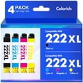 thumbnail image 1 of 222XL Ink Cartridges 4 Pack Compatible for 222XL 222 Printer Ink Combo Pack Epson Expression Home XP-5200 WorkForce Pro WF-2960 All-in-One (1 Black, 1 Cyan, 1 Magenta, 1 Yellow), 1 of 7