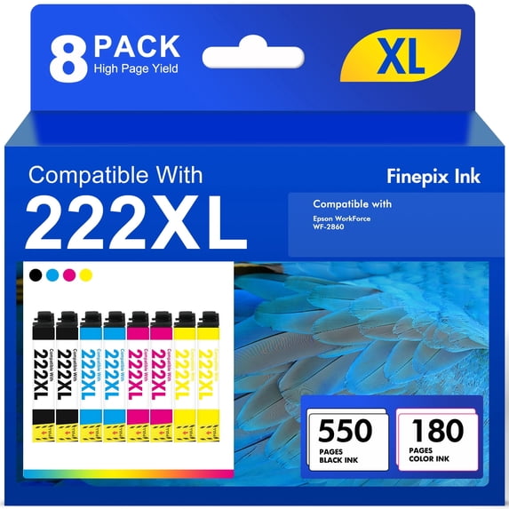 Compatible for Epson 222XL Ink Cartridges for Epson 222 Ink Cartridges for Epson 222 Printer Ink ( 2Black 2Cyan 2Magenta 2Yellow)