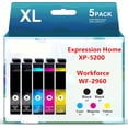 thumbnail image 1 of Ink Compatible for Epson Ink Cartridges for Expression Home XP-5200 Workforce WF-2960 Printer ink (5-Pack), 1 of 8