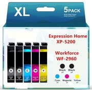 Ink Compatible for Epson Ink Cartridges for Expression Home XP-5200 Workforce WF-2960 Printer ink (5-Pack)