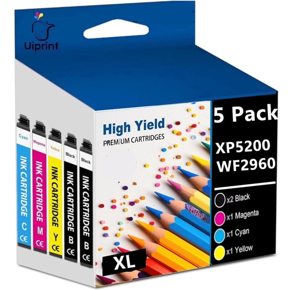 Ink Compatible for Epson Ink Cartridges for Expression Home XP-5200 Workforce WF-2960 Printer ink (5-Pack)