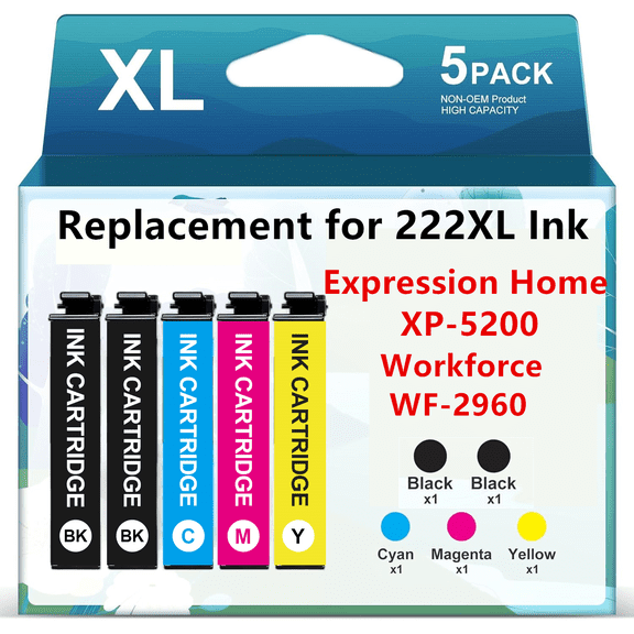 Ink Compatible for Epson Ink Cartridges for Expression Home XP-5200 Workforce WF-2960 Printer ink (5-Pack)