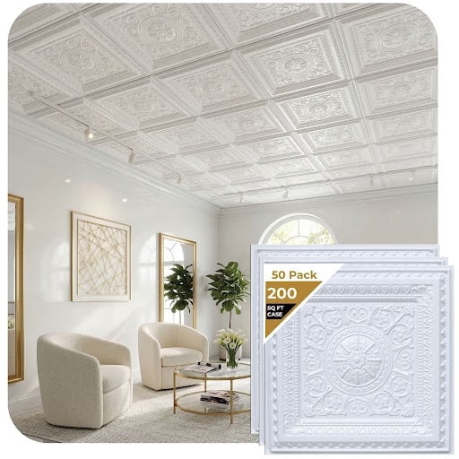 223 - Economy 2 ft. x 4 ft. Drop-in PVC Ceiling Tile In Plain White (400 Sq. ft. / Pack) - 50 Pieces