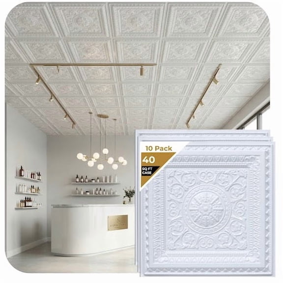 223 - Economy 2 ft. x 4 ft. Drop-in PVC Ceiling Tile in Plain White (80 Sq. ft. / Pack) - 10 Pieces