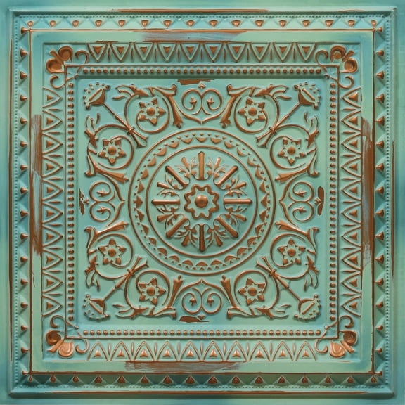 223 - La Scala 2 ft. x 2 ft. PVC Glue-up or Lay in Ceiling Tile in Natural Patina (100 Sq.ft / Pack) - 25 Pieces