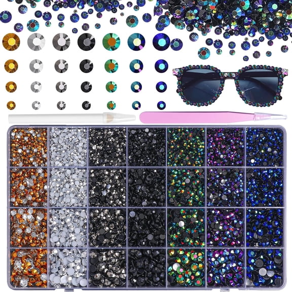 22300 count Black Tan Rhinestones for Bedazzling, 3mm-6mm Jelly Bedazzling , Tan AB Black Bedazzling Kit for Crafting Nails Crafts Tumblers
