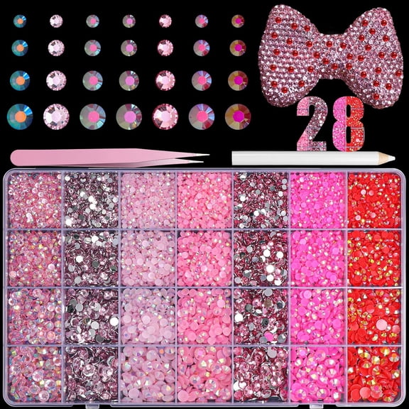 22300 count Flatback Red Jelly Rhinestones for Crafting, Colorful Hot AB Stones Rhinestones for Bedazzling Crafting 3mm-6mm for Nails Eyes Crafts Tumblers Bottles