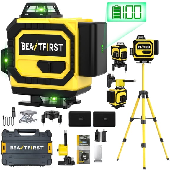 2230029234 16-line 4D Laser Level Instrument With 360 Self-leveling Rotating Crosshead Measurement - High-precision Tool, Equipped With Tripod