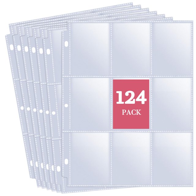 2232 Pockets Double Side Trading Card Sleeves, Fabmaker 9 Pocket Card Sleeves Binder Sheets for