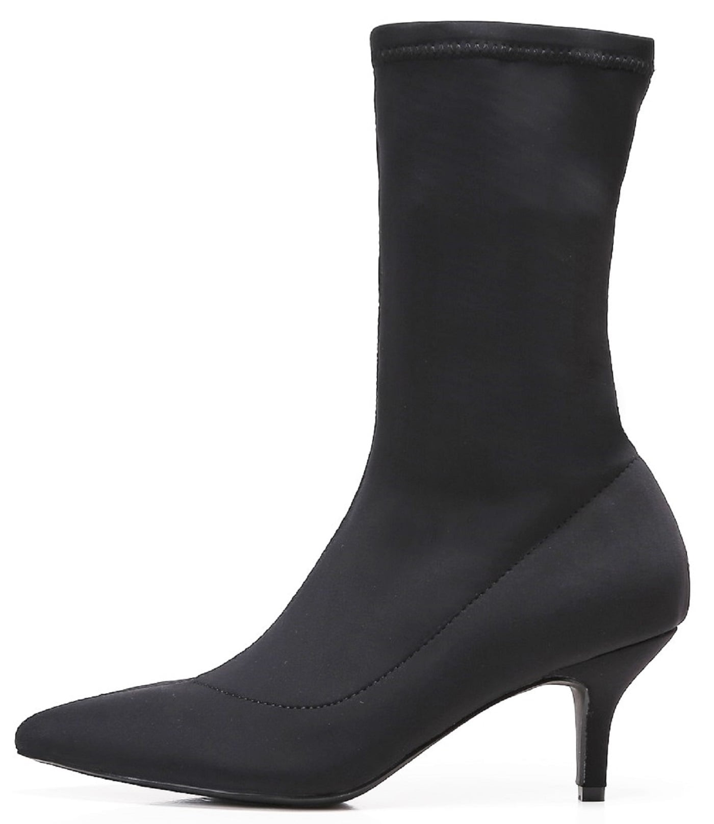 Black kitten top heel sock booties