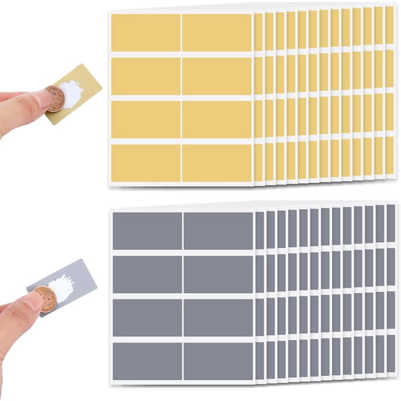 224 Pcs Scratch Off Stickers, 42 x 23 mm Labels Gold and Grey Rectangle ScratchStickers DIY Scratch Labels Self Adhesive ScratchOff Label for Game, DIY, Travel Voucher, Gifts