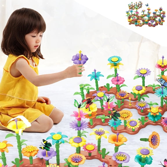 224-Piece Flower Garden World Building Blocks Set DIY Assembling Toy with Creative Arrangement Plaything