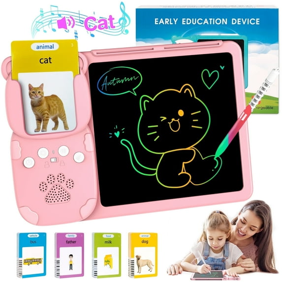 224 Words Talking Flash Cards LCD Writing Tablet for 3-8 Years Toddlers, Drawing Board Pad Toy for Boys Girls Kids Birthday Gifts, Preschool Montessori Speech Therapy Autism Toys