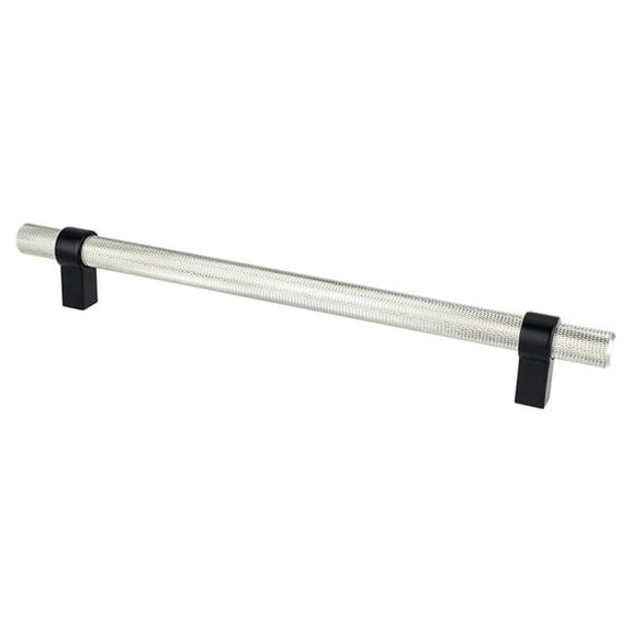 224 mm Center to Center Radial Reign Cabinet Posts Pull, Brushed Nickel Bar & Matte Black