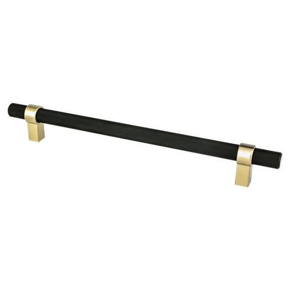 224 mm Center to Center Radial Reign Cabinet Pull, Matte Black & Modern Brushed Gold
