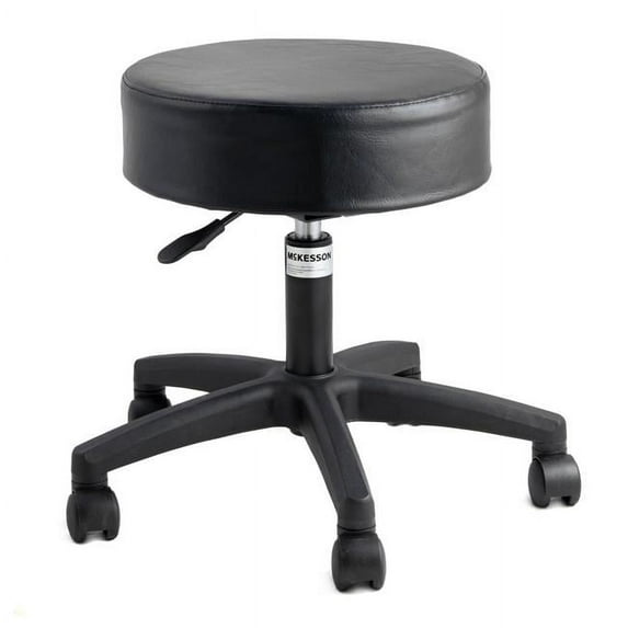 22413200 Exam Stool Backrest Pneumatic Height Adjustment 5 Casters, Black