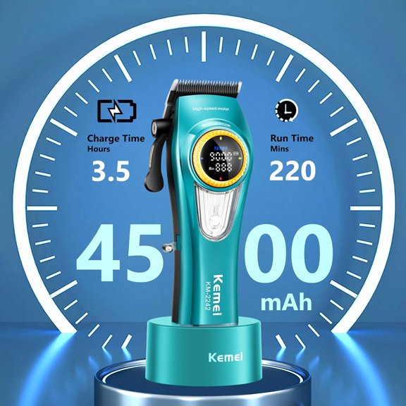 2242 Professional Hair Clippers for Men, Cordless Barber with LED Display & Charging Base, Hair Cutting Tools, 9000 RPM Torque Motor, Green