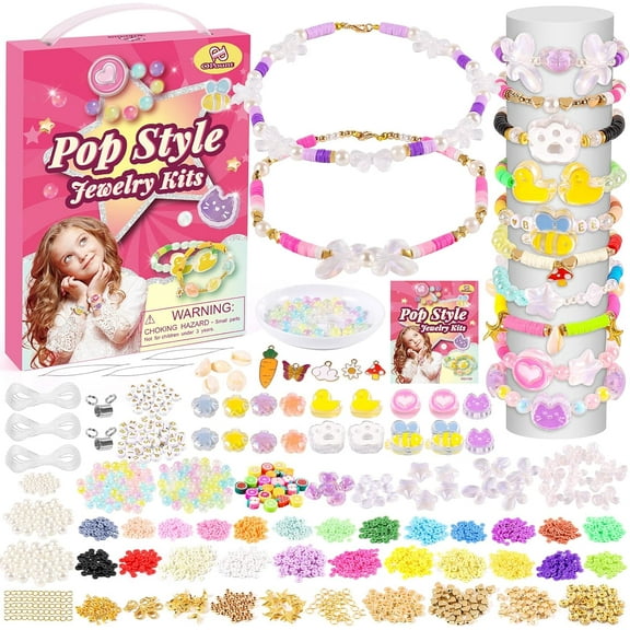 2248 PCS Bracelet Making Kit - Make 14 Bracelets and Necklaces with Instructions, 24 Colors Beads for Bracelets, Friendship Bracelet Making Kit for Girls, Kids Jewelry Making Kit