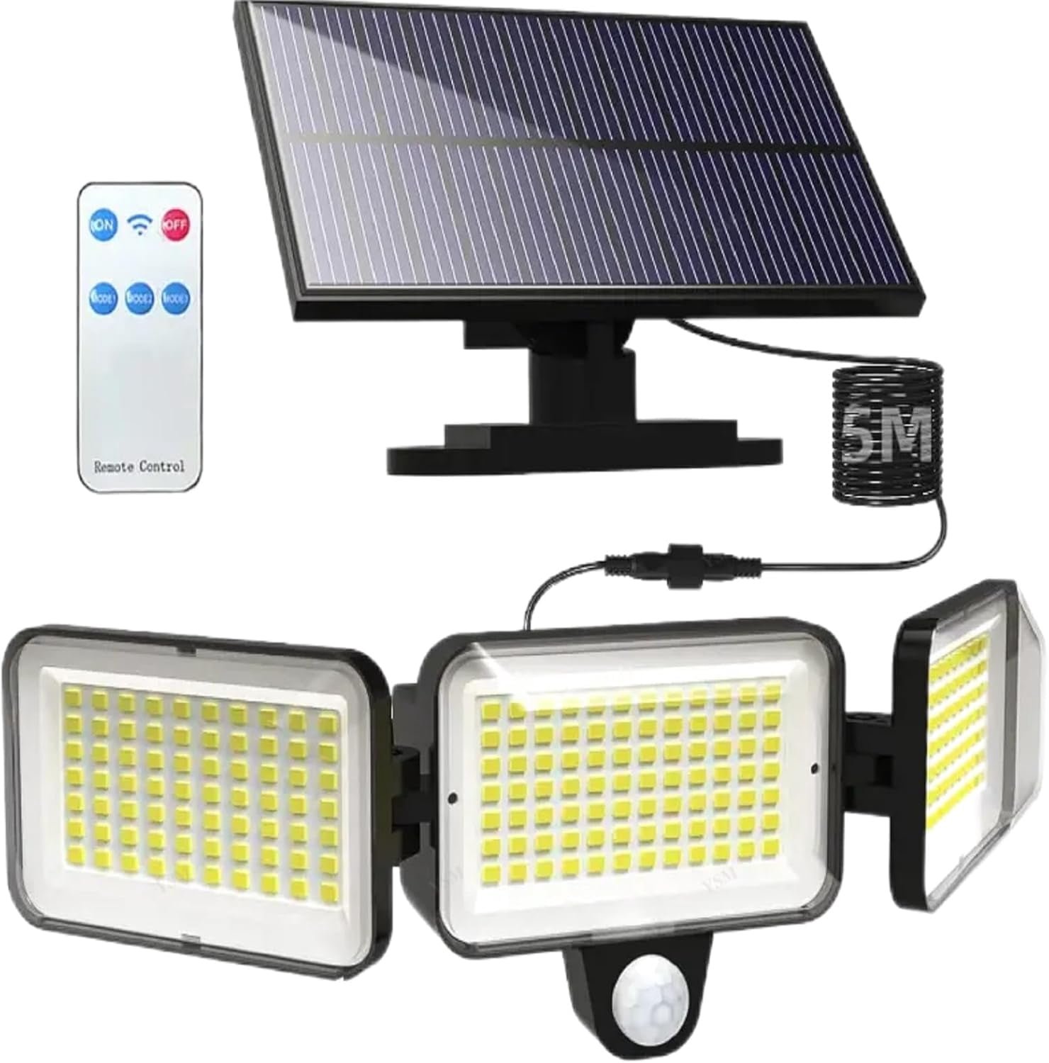 224LED Solar Lights Outdoor with 3 Heads,3 Modes Solar Motion Sensor ...