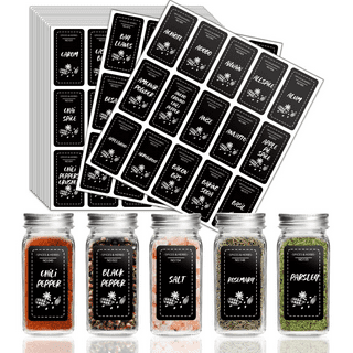 160 Spice Jar Labels: Printed Minimalist Black Matte Vinyl Spice