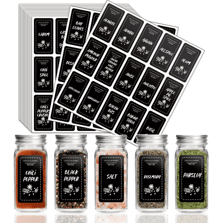 225 PCS Spice Jar Labels, Does't Include Jars,184 Preprinted 41 Extra  Write-On Labels for DIY, Waterproof, Oil Resistant, No Residue Herb  Seasoning Labels for Kitchen Pantry. (1.18x2.2, Black) 