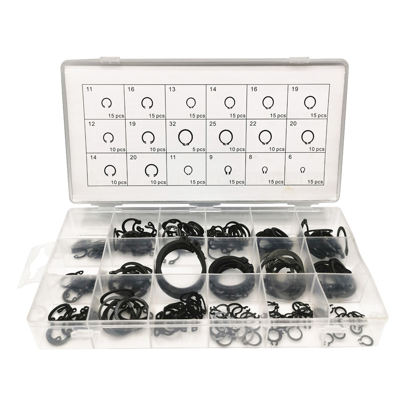 225 Piece External Retaining Ring Kit C-Clip Pin Retaining Ring Assortment Set