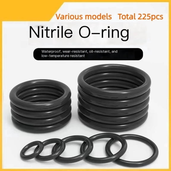 225-Piece O Ring Kit, Rubber O Rings Assortment Kit, 18 Sizes Sealing Washers for Plumbing, Automotive Repair, Hydraulic Systems, Faucet Maintenance and Leak Prevention