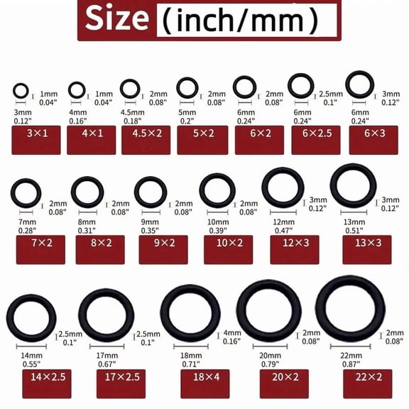 225-Piece Rubber O Ring Assortment Kit, 18 Sizes Sealing Washers, O Ring Set for Plumbing, Automotive, Hydraulic Repair, Faucets, Hoses and Leak Prevention